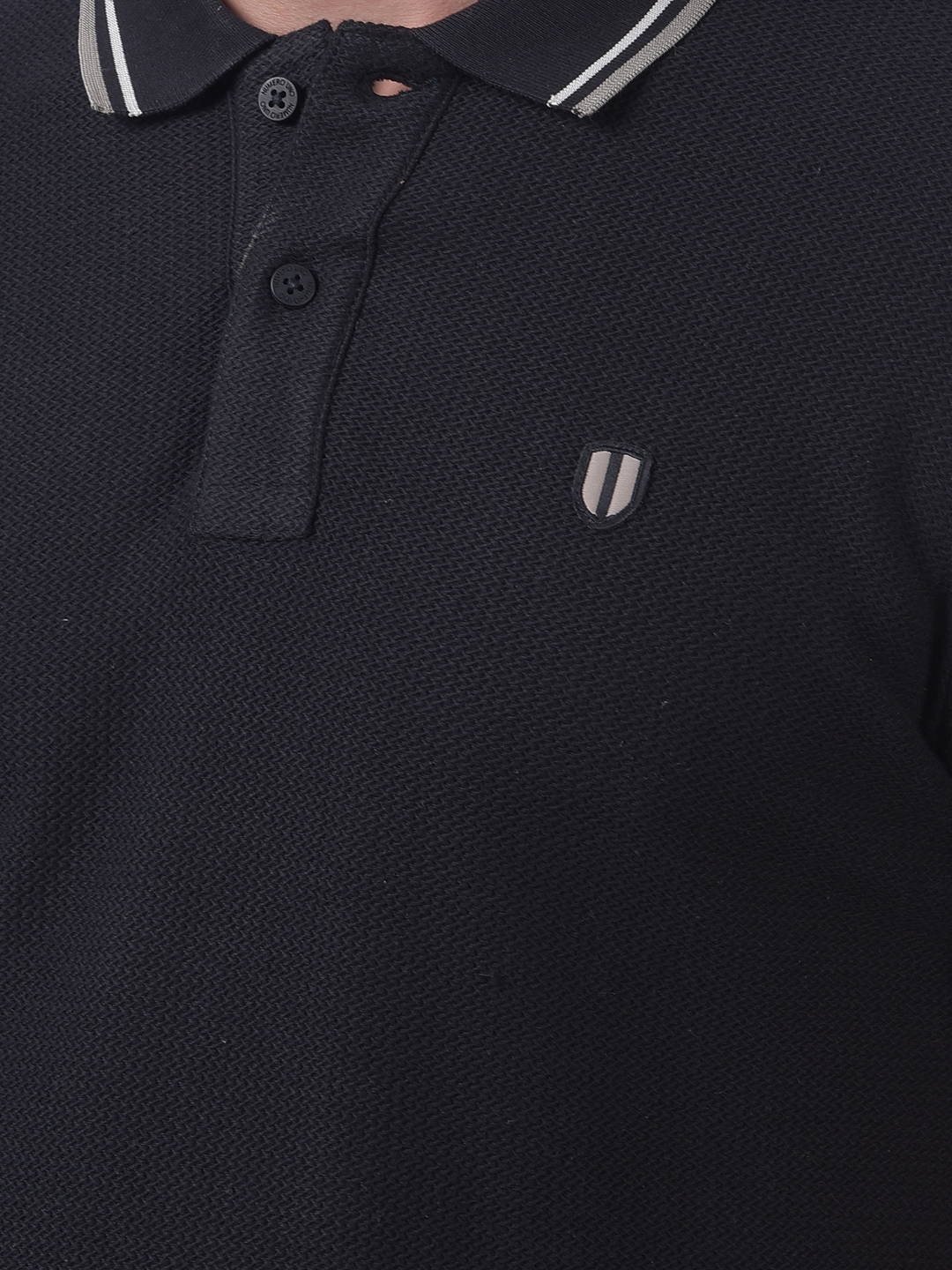 Numero Uno Men Black Polo Tipping Neck T-Shirt